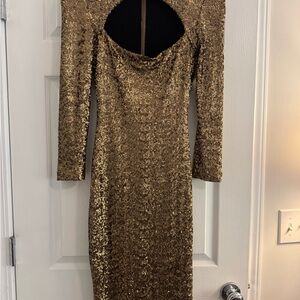 marc bouwer gold dress Marc Bouwer Long Sleeve Sequined Column Gown, $3,750 | Neiman Marcus